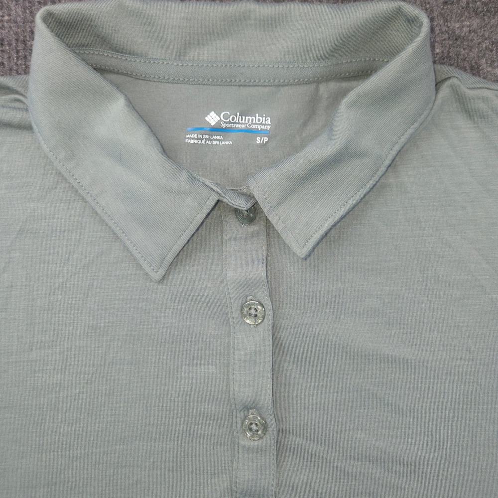 Columbia Polo Shirt Womens S Green Short Sleeve Performance Gorpcore Trail Ready